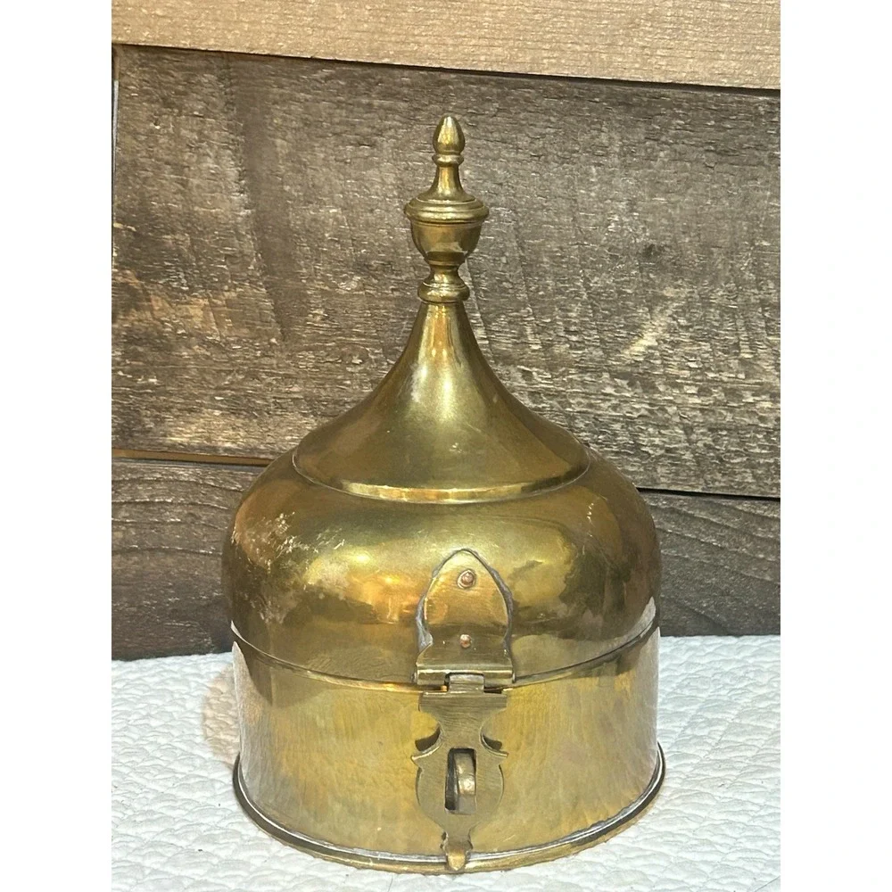 Antique Collectible Handcrafted Brass Islamic Pan Daan Box Small Betel Nut Box